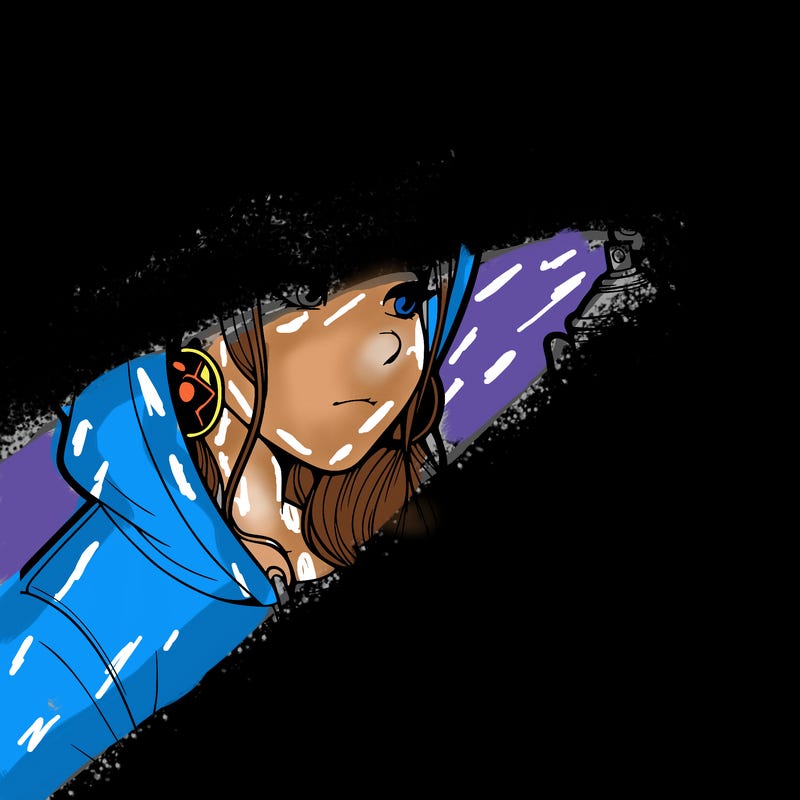 a realistic girl, spray painting