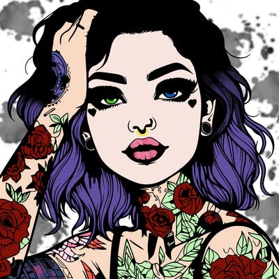 realistic girl with tattoos all over