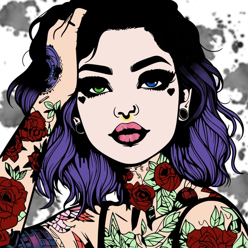 realistic girl with tattoos all over