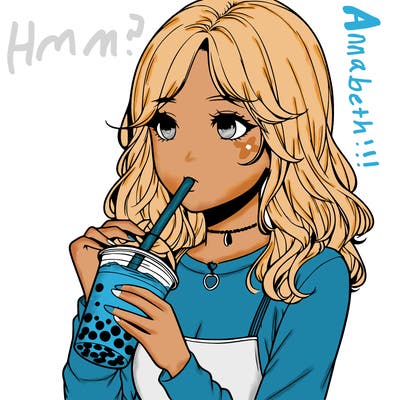 realistic girl drinking boba tea