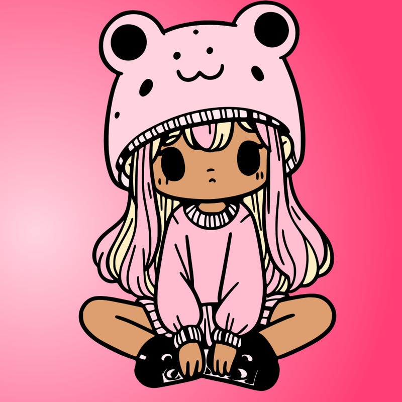 a girl wearing a frog hat and some frog socks