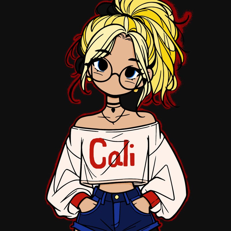 girl with a messy ponytail glasses a baggy crop top and jean shorts