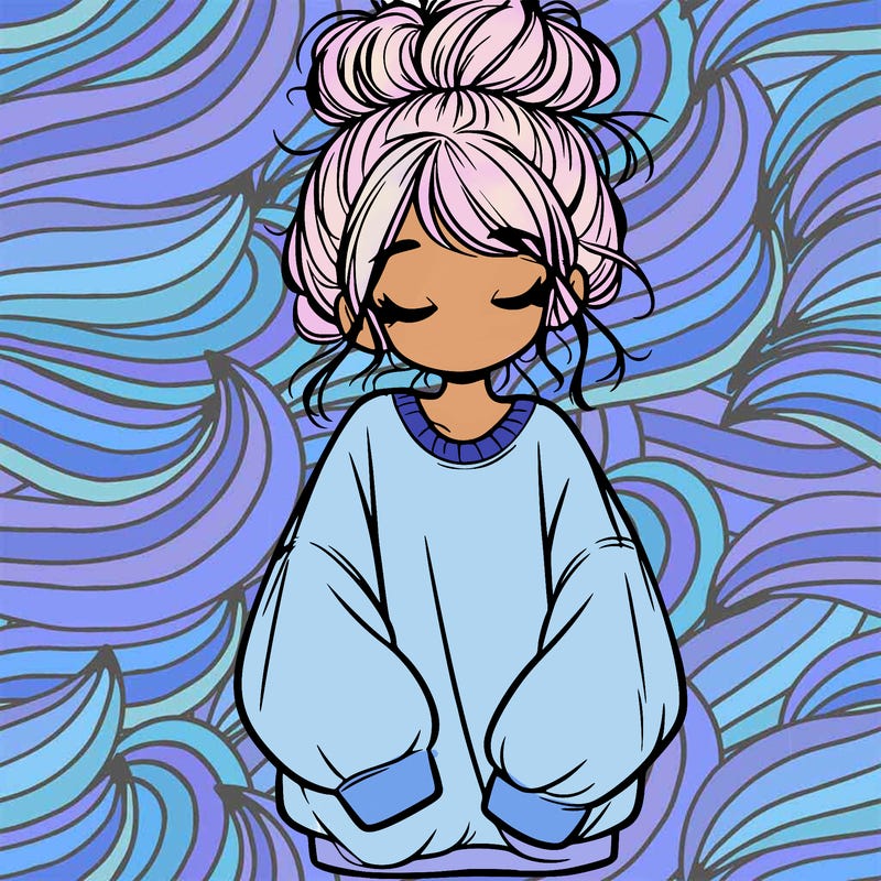 girl with baggy sweatshirt and messy bun