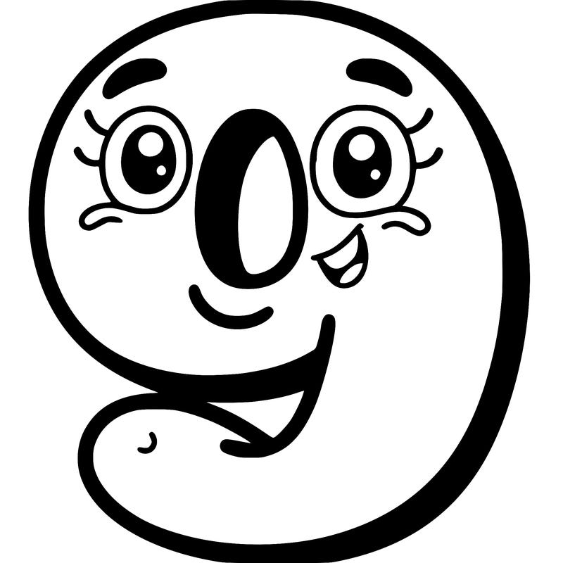 one smiling number 9