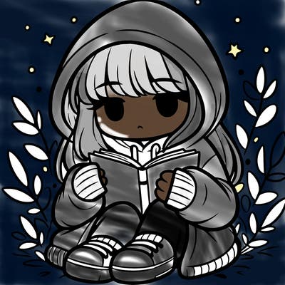 girl in oversized hoodie reading a book