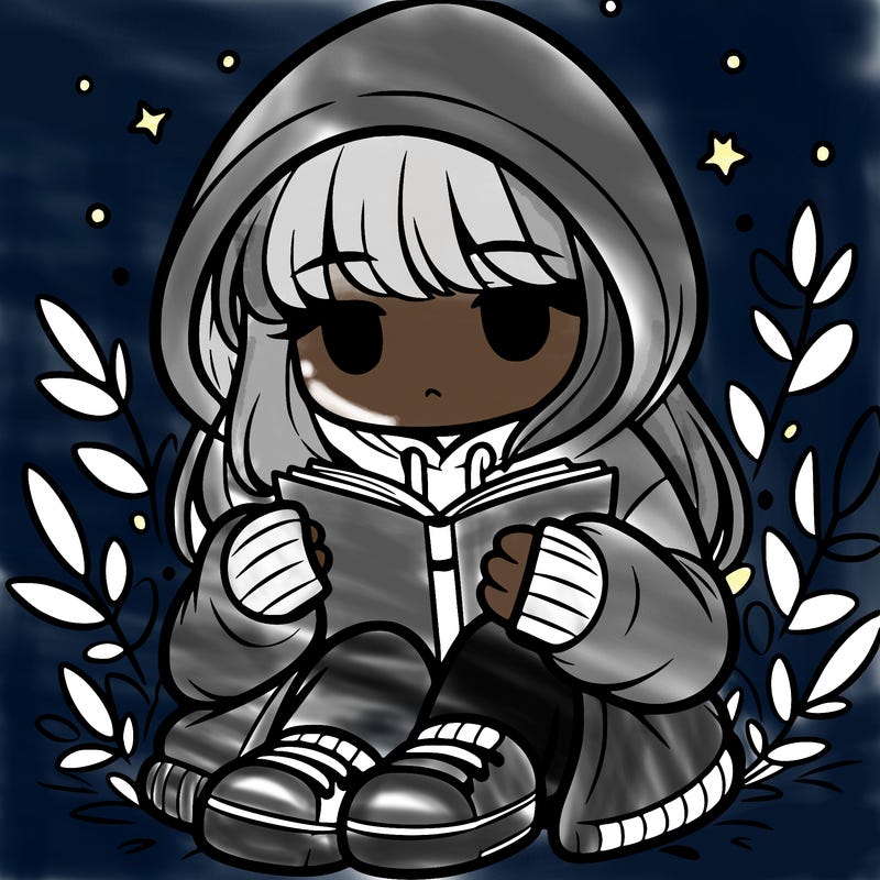 girl in oversized hoodie reading a book