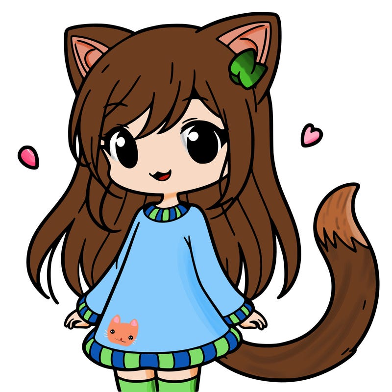 girl with cat ears and tail