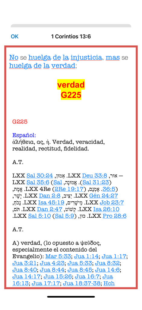 Biblia Reina Valera con Strong - Strong-Konkordanz-Werkzeug in der Biblia Reina Valera App mit griechischen Wortdefinitionen und Querverweisen