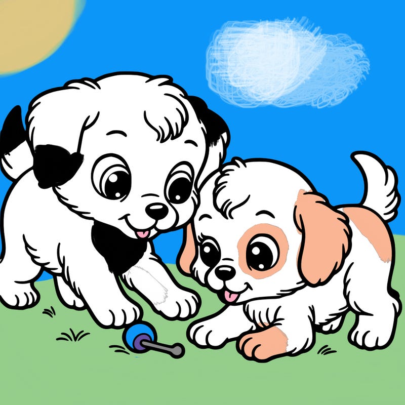 two small dogs playing