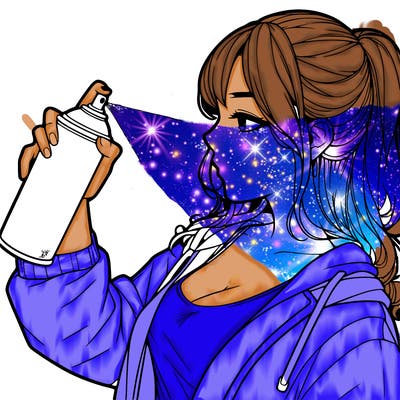 a realistic girl spray, painting