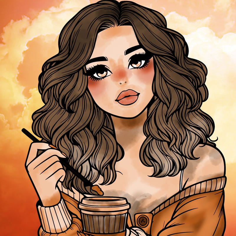 realistic beautiful aesthetic girl holding coffee