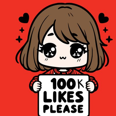 cute girl holding a sign saying 100 likes please