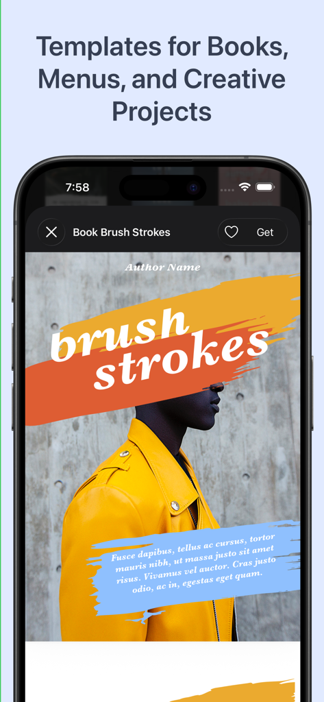 Toolbox for Microsoft Word - A creative book cover template for Microsoft Word featuring artistic brush strokes and professional layout