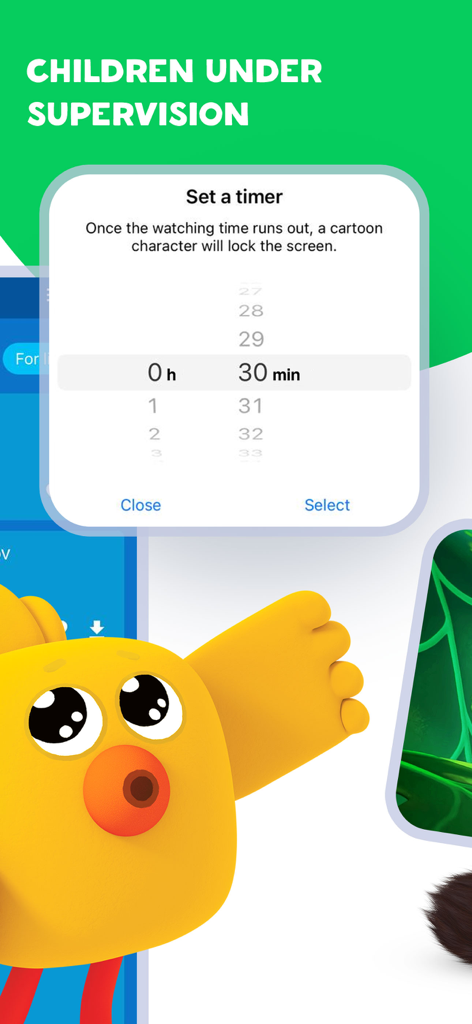 MOOLT – cartoons for children - Parental control feature in the MOOLT app for setting a screen time limit for children