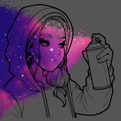 a realistic girl, spray painting