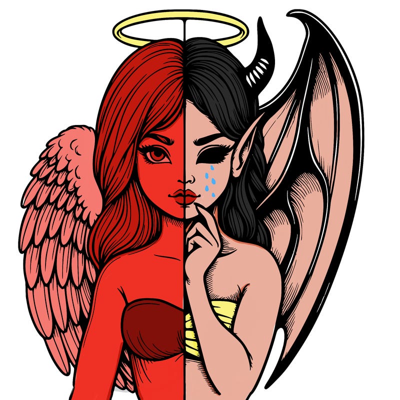 realistic angel half demon