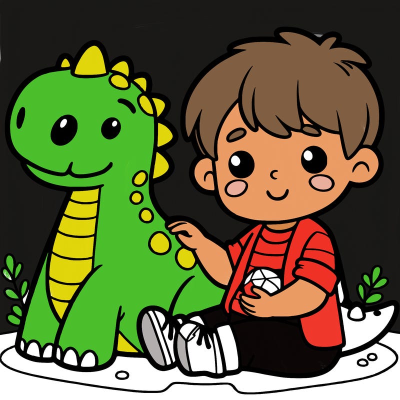 boy with a dinosaur
