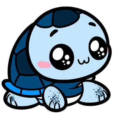 cute little animated turtle