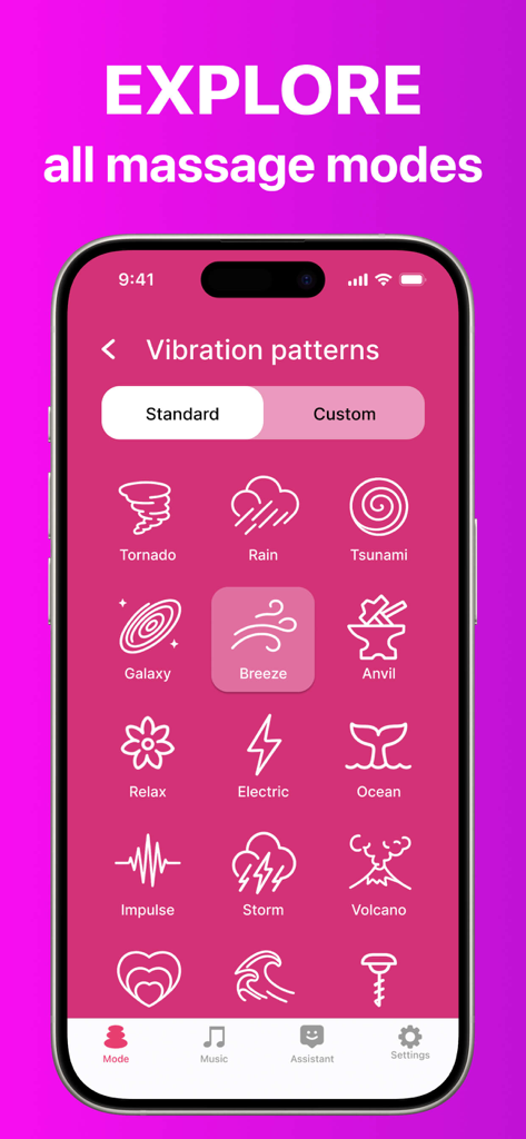 Vibration Massagerㅤ - Selection of different vibration patterns and massage modes in the Vibration Massager app interface.