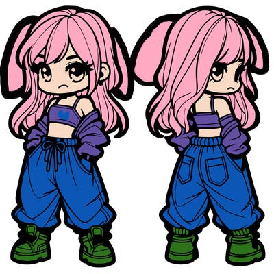 girl in crop top and baggy pants