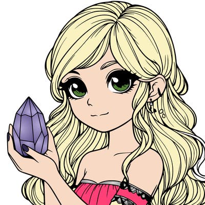 realistic girl with a mystical crystal
