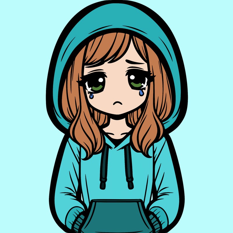 sad girl with a hoodie