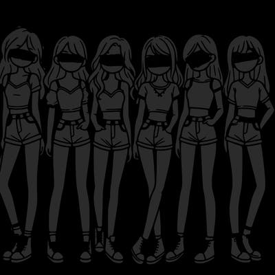 a group of girls wearing crop tops and shorts