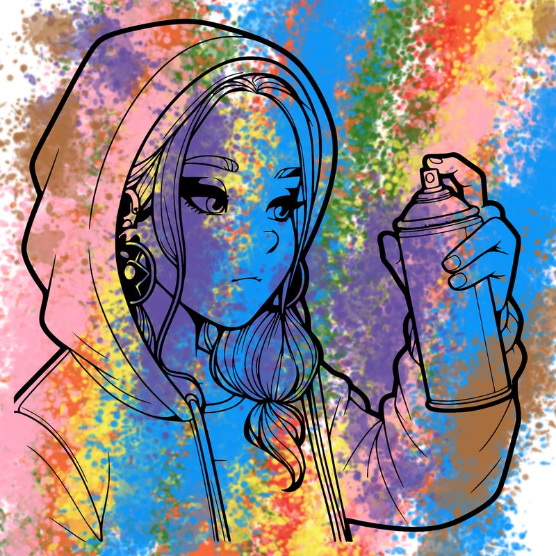 a realistic girl, spray painting