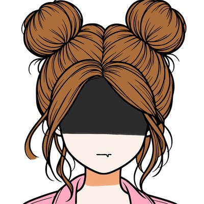 realistic girl with buns on the top of her hair