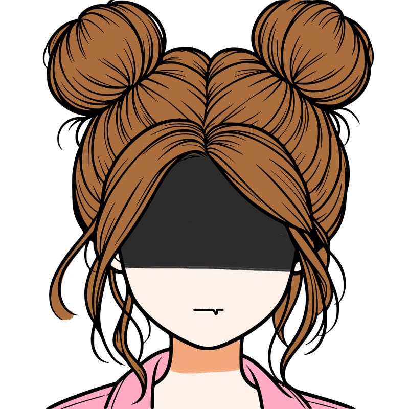 realistic girl with buns on the top of her hair