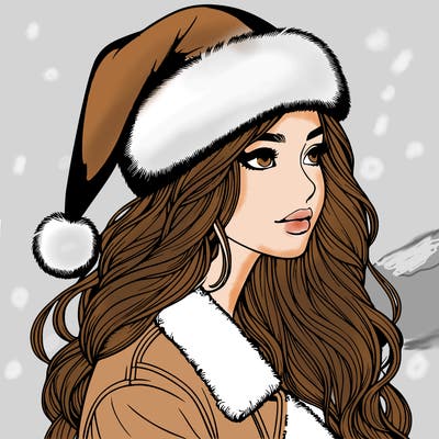 realistic girl in santa hat