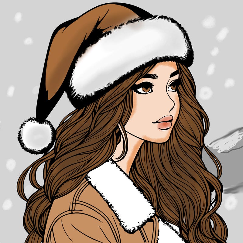 realistic girl in santa hat