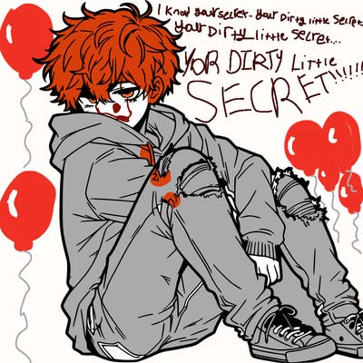 a male hoddie ripped jeans messy hair anime