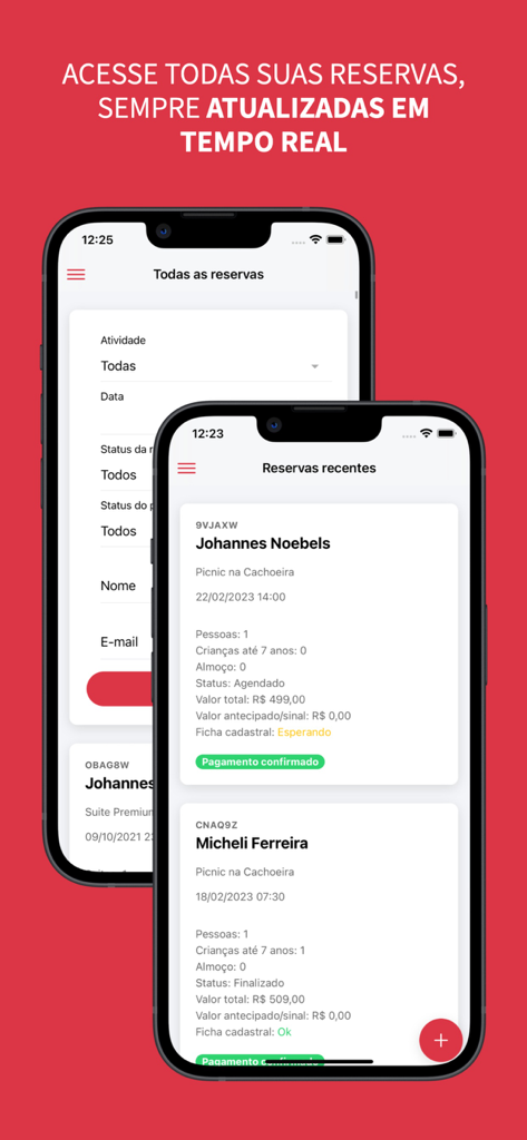 mymento - Panel de control de la aplicación Mymento que muestra el estado de las reservas en tiempo real y los detalles de las reservas de tours.