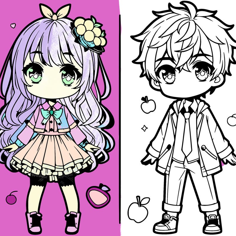 cute anime girl and boy