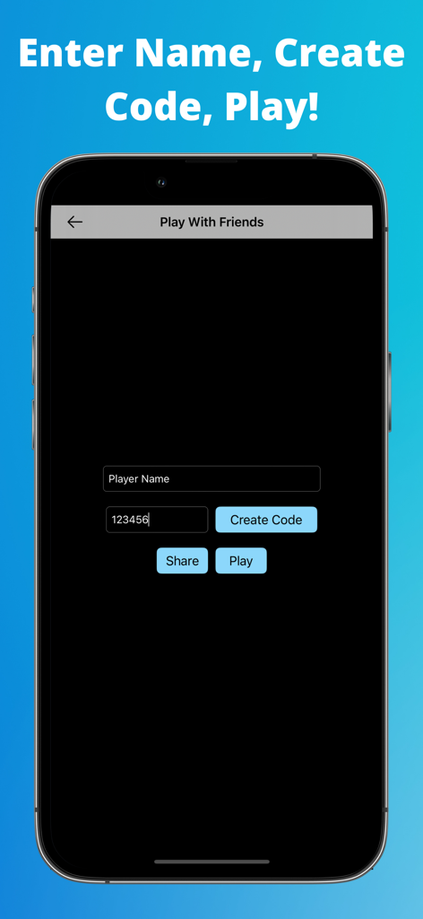 Sudoku Friends - Sudoku - Pantalla de configuración multijugador en la aplicación Sudoku Friends que muestra el nombre del jugador y los campos de entrada del código de unión