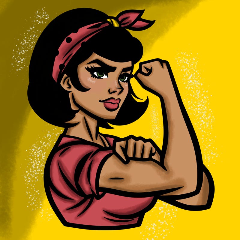 strong woman with a 60s american ad style