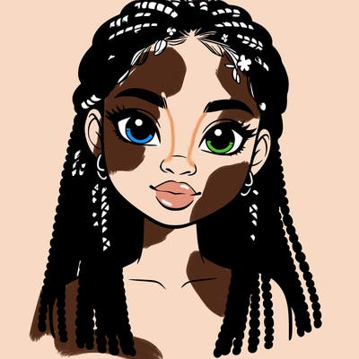 a realistic black girl with braids