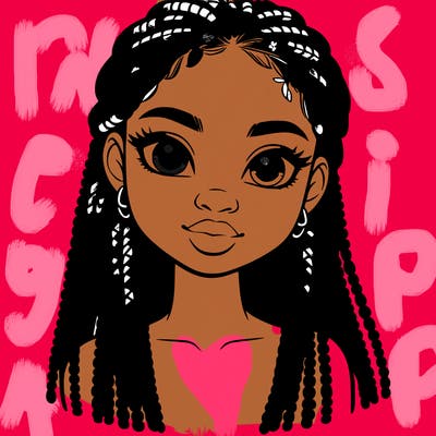 a realistic black girl with braids