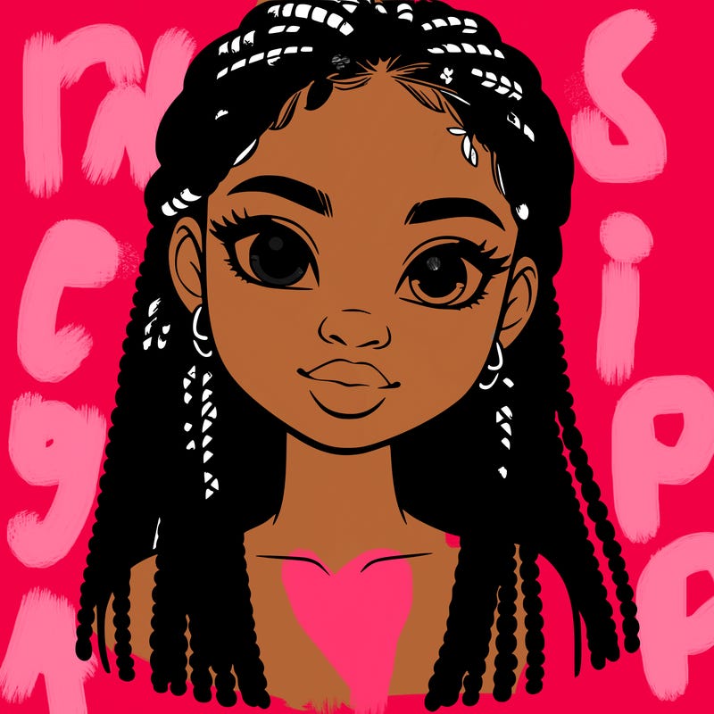a realistic black girl with braids