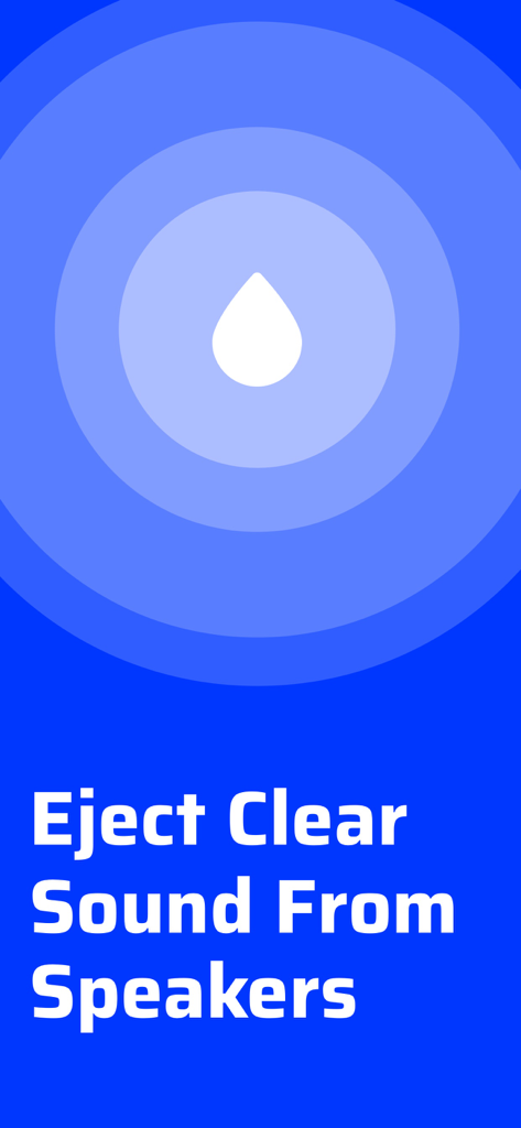 Mobile app screen with a water droplet icon and the text Eject Clear Sound From Speakers