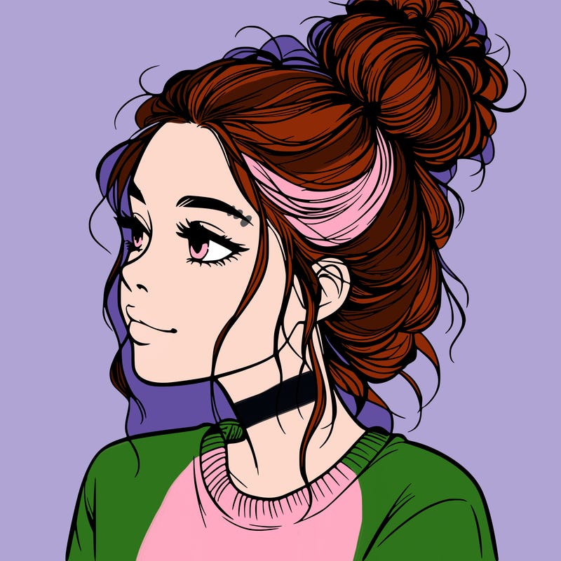 a realistic girl with a messy bun