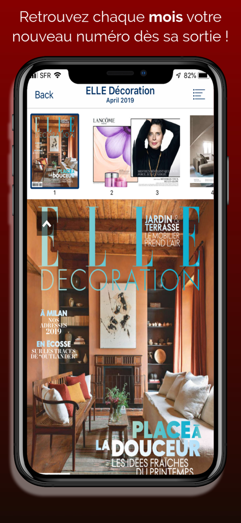 ELLE Décoration Magazine - A smartphone screen displaying the digital cover of ELLE Decoration magazine featuring elegant interior design and home decor inspiration.