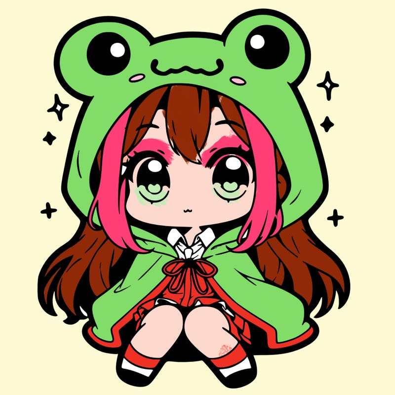 chibi girl with frog hoodie