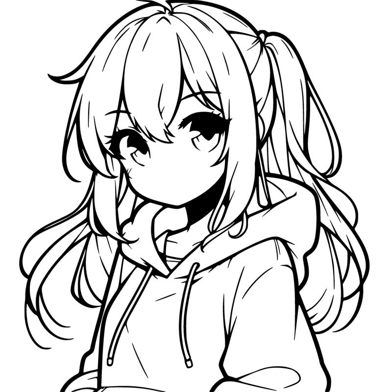 anime girl wearing hoodie