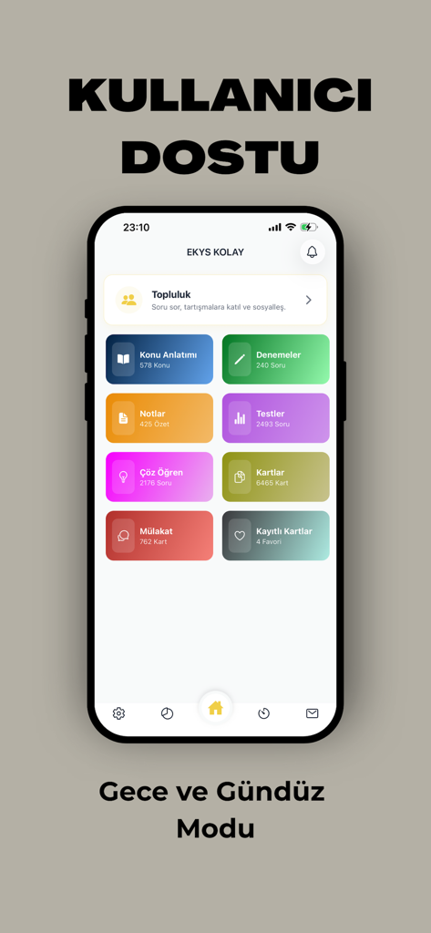 EKYS Kolay Müdür ve Müdür Yrd. - Benutzerfreundliches Dashboard der EKYS Kolay Prüfungsvorbereitungs-App mit Lernmodulen