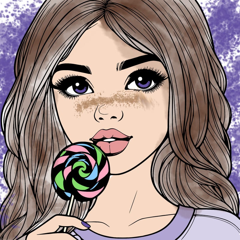 realistic girl with a lollypop