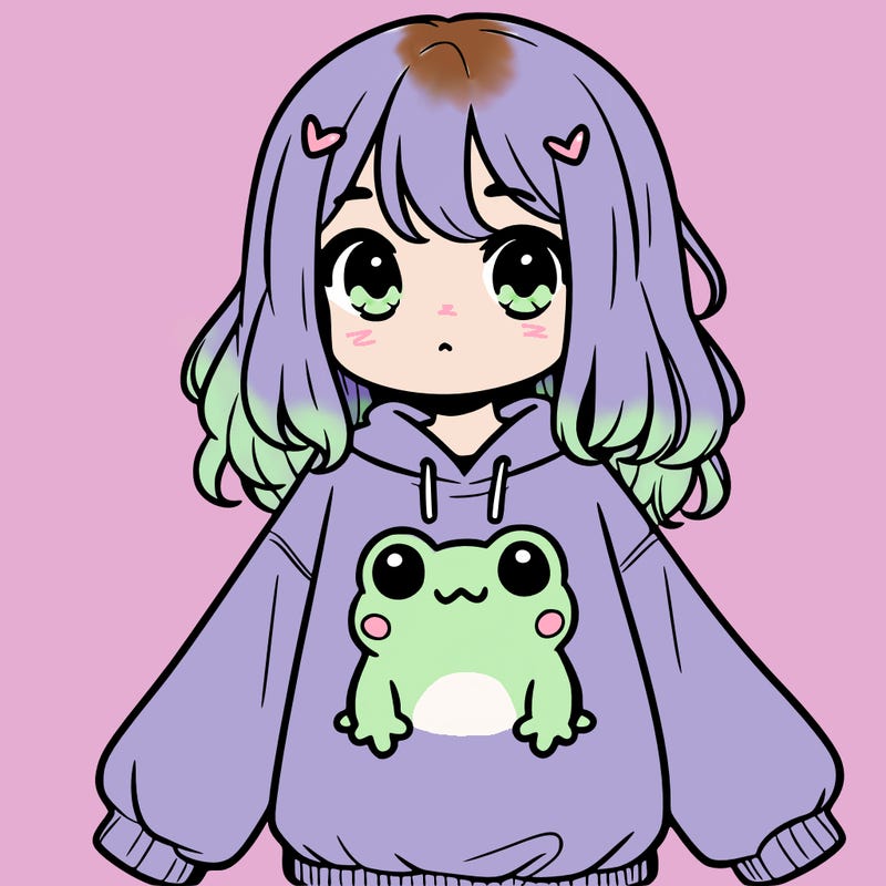 girl wearing frogging sweatshirt