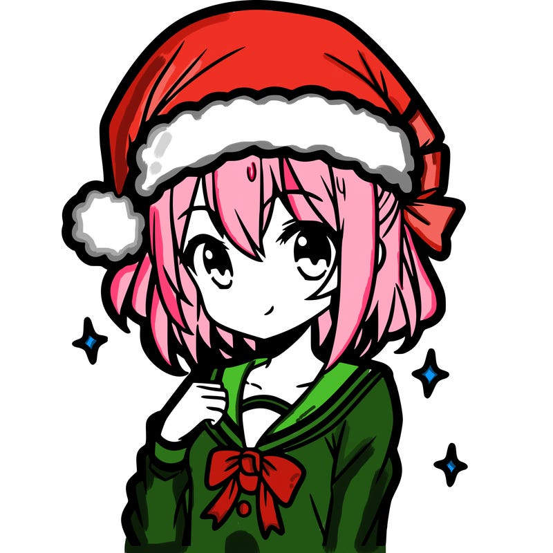 anime girl wearing a santa hat