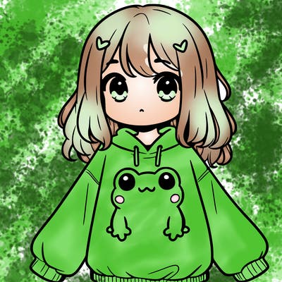 girl wearing frogging sweatshirt